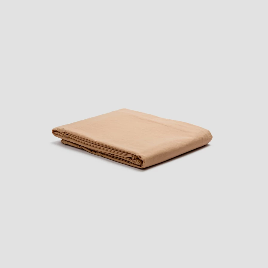 Piglet in Bed Washed Cotton Percale Flat Sheet - Cafe Au Lait Luxury Bedding