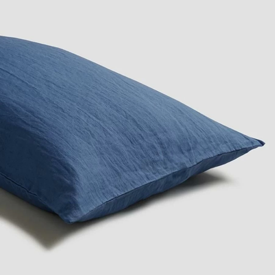 Piglet in Bed Organic Blueberry Linen Pillowcase Set - 2 Pack, 100% French Flax, Breathable & Washable