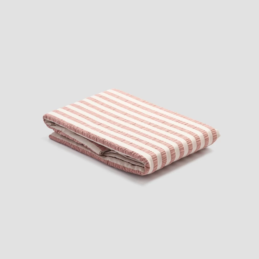 Piglet in Bed 100% Cotton Seersucker Duvet Cover - Breathable Striped Bedding in Desert Sand