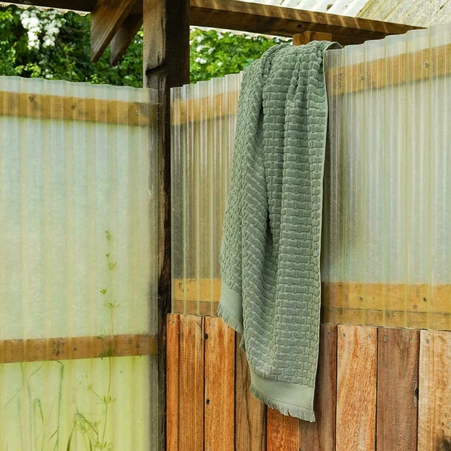 Piglet in Bed Ash Green Basketweave 100% Cotton Bath Sheet – Extra Large Eco-Friendly Towel
