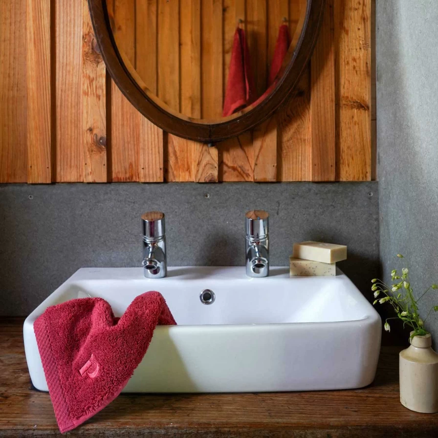 Piglet in Bed Organic Cotton Facecloth - Soft Mineral Red Washcloth for Gentle Skincare