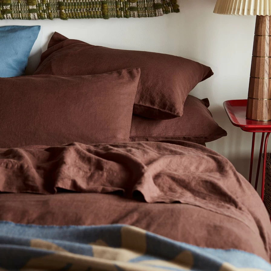 Piglet in Bed Organic Linen Pillowcase Set - Chestnut Brown (Pair) - Breathable & Sustainable