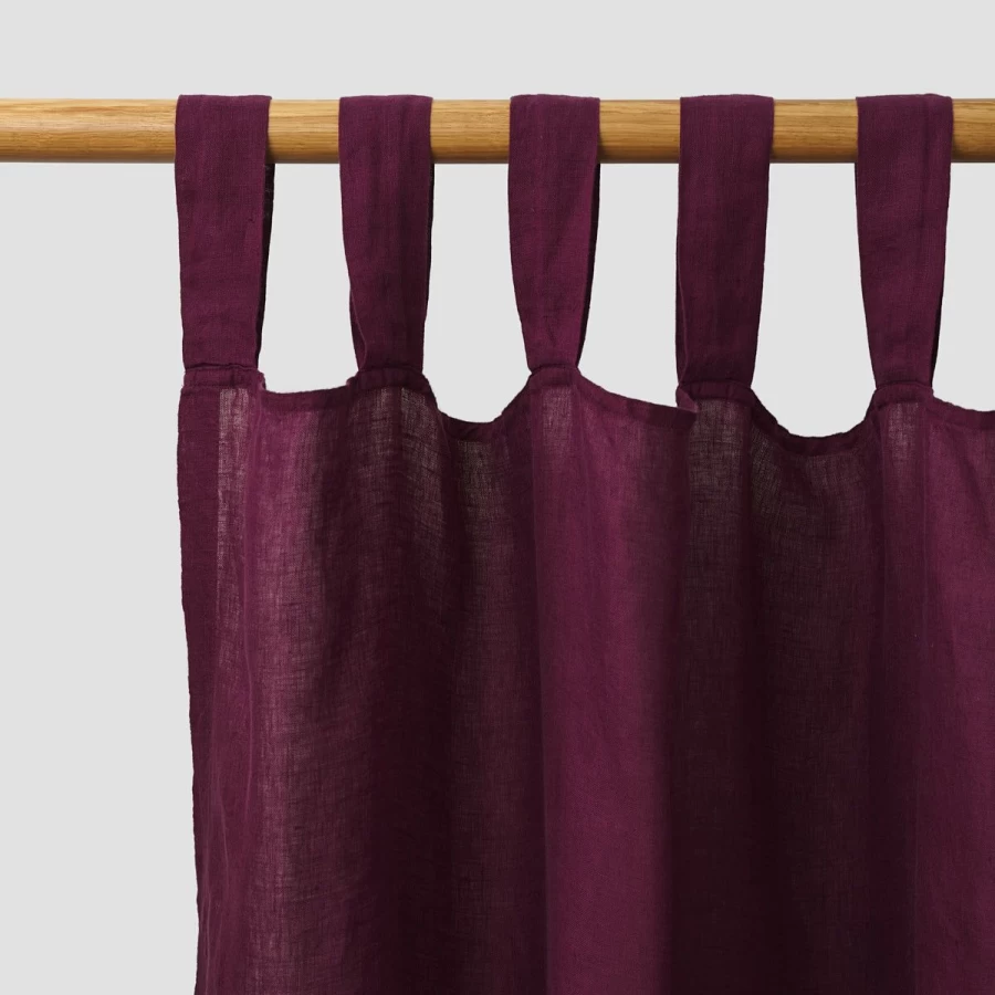 Piglet in Bed Organic Linen Curtains - Berry Tinted Blackout Drapes (Pair) for Living Room & Bedroom
