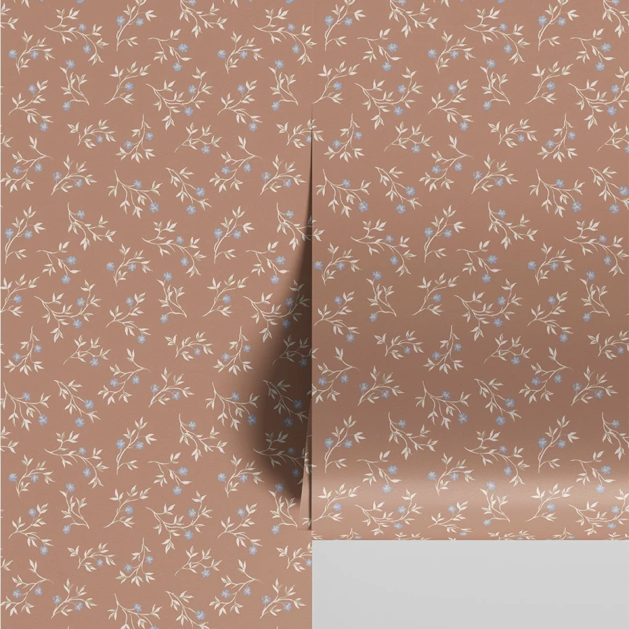 "Piglet in Bed Cork Spring Sprig Wallpaper – Natural Botanical Peel and Stick Wallpaper"