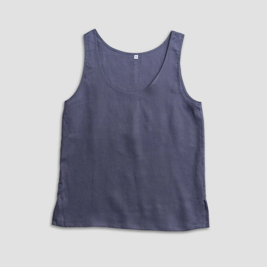 Piglet in Bed Women's Blueberry Linen Cami Top - Breathable Summer Tank