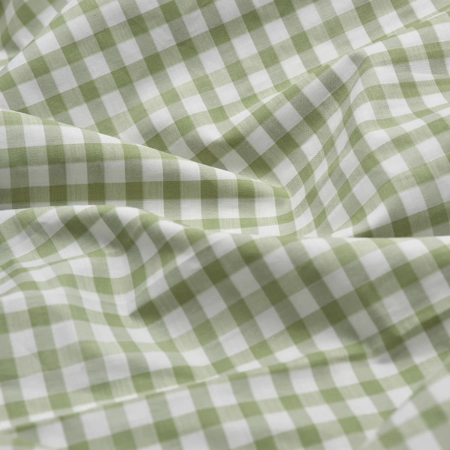 Piglet in Bed Small Gingham Cotton Flat Sheet - Pear Pattern, Organic Bedding