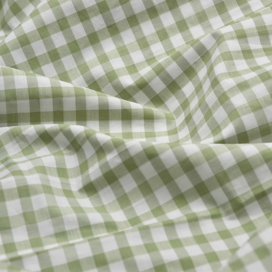 Piglet in Bed Small Gingham Cotton Fitted Sheet - Pear Pattern, Premium Quality