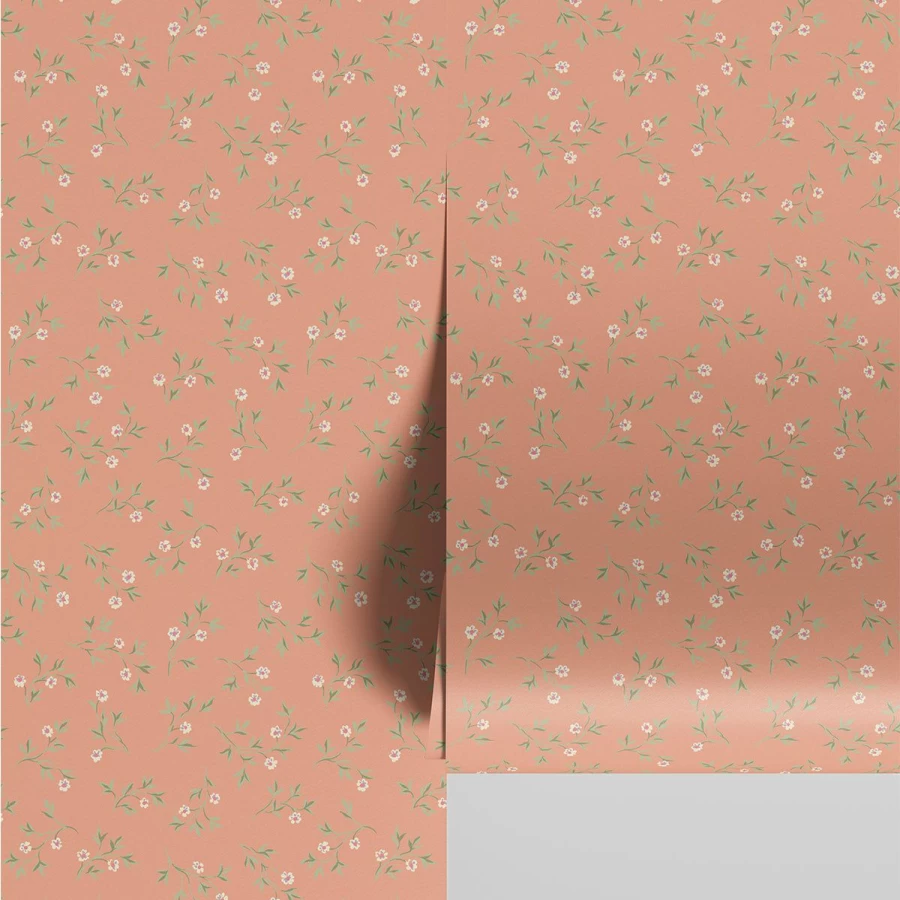 "Piglet in Bed Peach Blossom Spring Sprig Wallpaper – Floral Botanical Peel and Stick Decor"