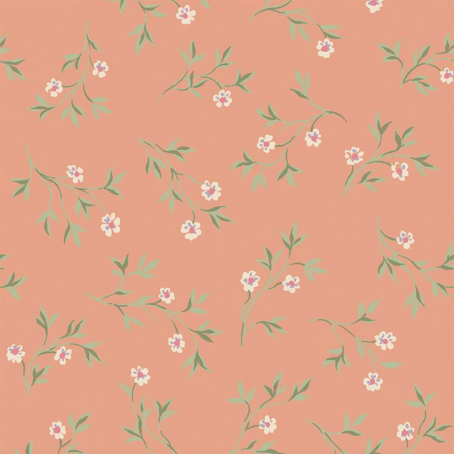 "Piglet in Bed Peach Blossom Spring Sprig Wallpaper – Floral Botanical Peel and Stick Decor"