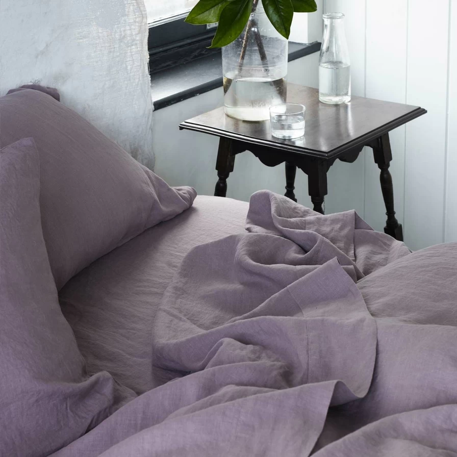 Piglet in Bed 100% Organic Linen Flat Sheet - Elderberry | Premium Soft & Breathable Bedding