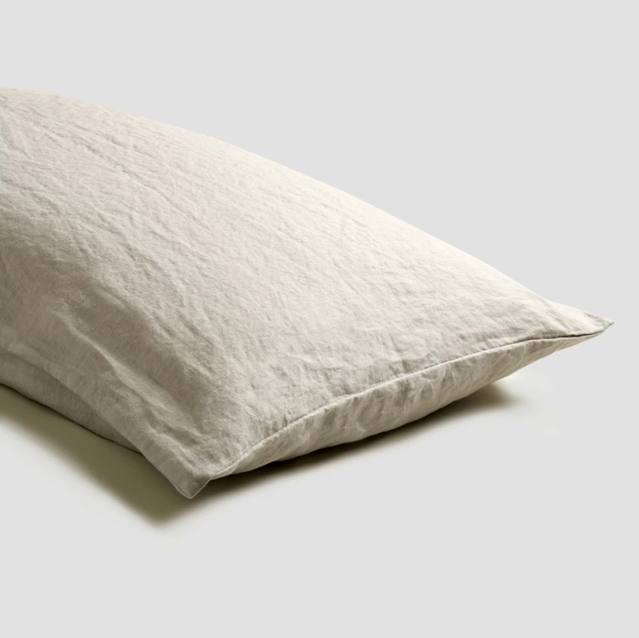 Piglet in Bed 100% Organic Oatmeal Linen Pillowcase Set - Breathable & Hypoallergenic Bedding (Pair)