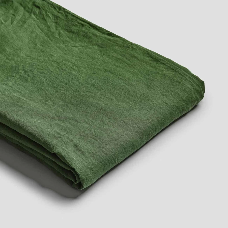 Piglet in Bed 100% Linen Flat Sheet - Forest Green - Premium Bedding