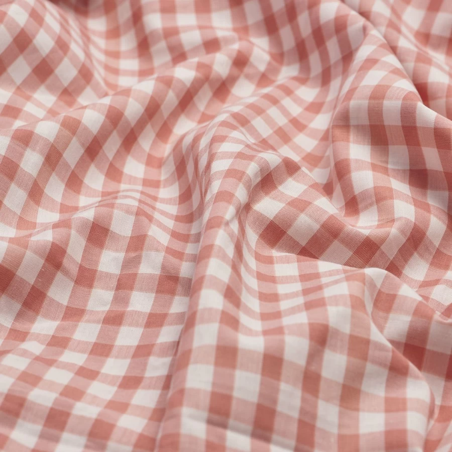 Piglet in Bed Red Dune Small Gingham Cotton Pillowcase Pair - 100% Organic Cotton Standard Pillow Cases