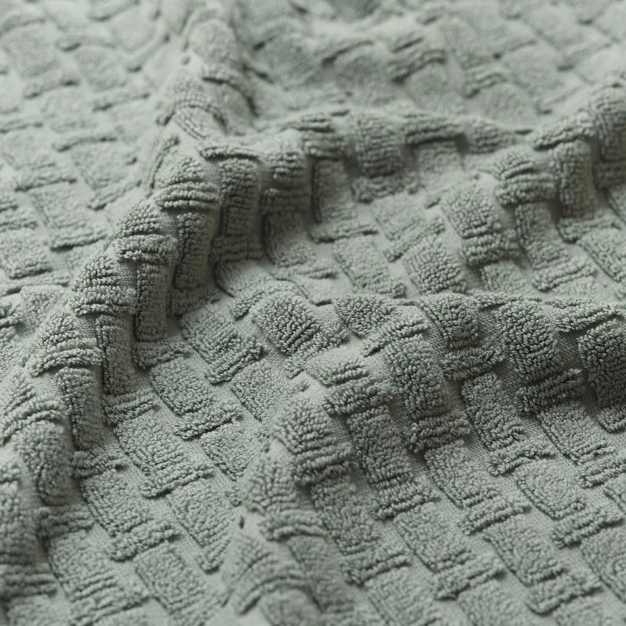 Piglet in Bed Ash Green Basketweave Cotton Hand Towel - Organic, Eco-Friendly Bath & Kitchen Towel