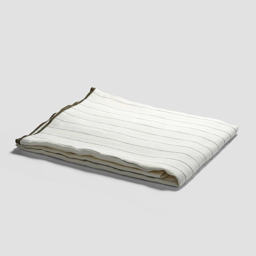 Piglet in Bed Luna Stripe Linen Tablecloth – Premium Striped Linen Table Cover for Dining & Decor