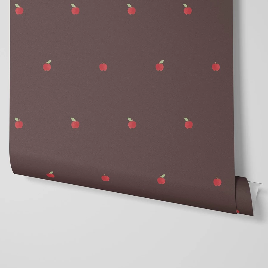 "Piglet in Bed Brown Stone Apples Peel & Stick Wallpaper - Removable Vintage Fruit Pattern"