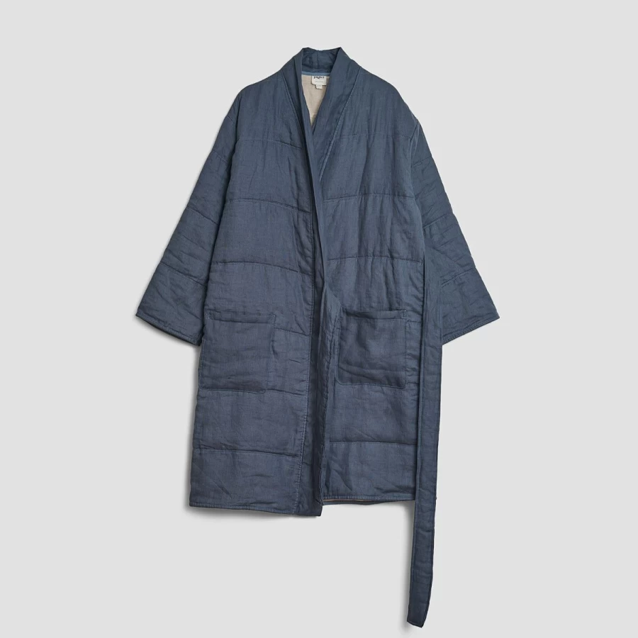 Piglet in Bed Quilted Linen Housecoat in Deep Teal - Cozy Home Loungewear