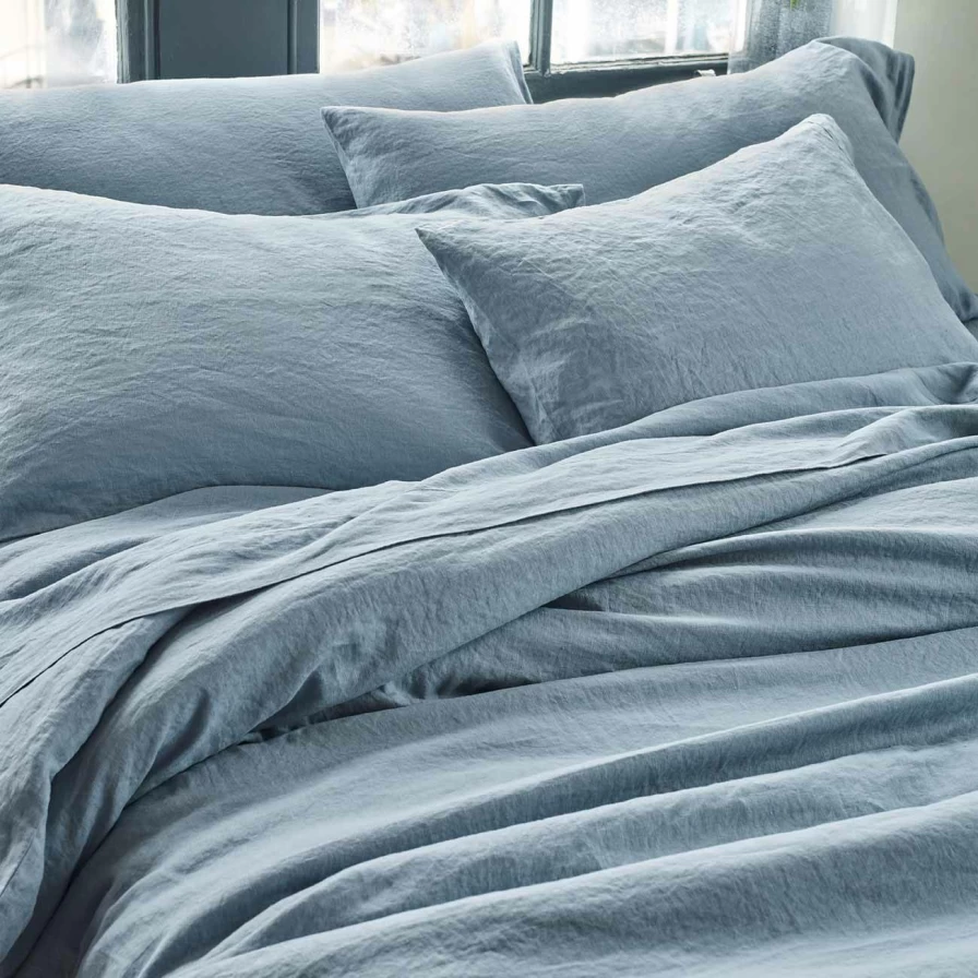 Piglet in Bed Dusk Blue Linen Pillowcase Set of 2 - 100% Organic French Flax