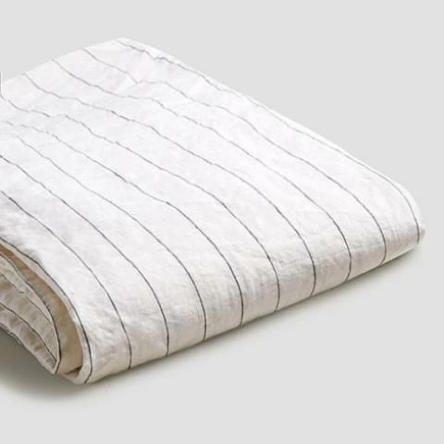 Piglet in Bed Luna Stripe 100% Linen Flat Sheet – Premium Washed Bedding