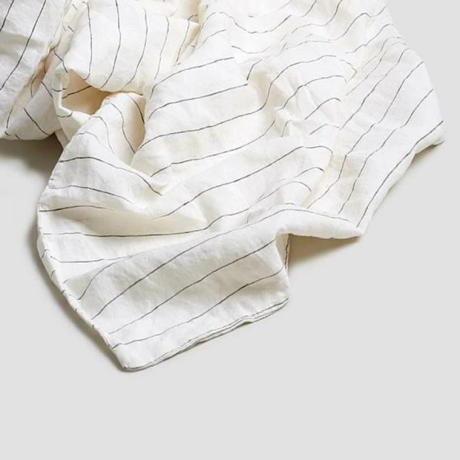 Piglet in Bed Luna Stripe 100% Linen Flat Sheet – Premium Washed Bedding