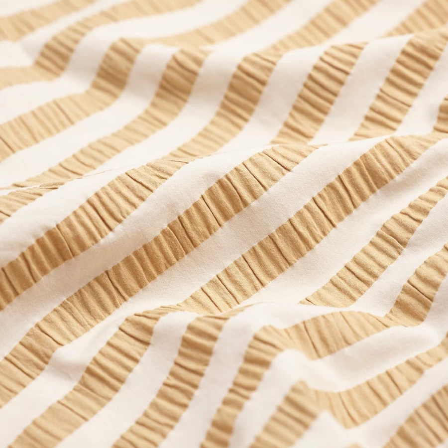Piglet in Bed Ochre Striped Seersucker Cotton Pillowcase Pair - Organic & Breathable Bedding