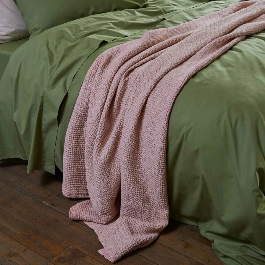Piglet in Bed French Rose Waffle Weave Cotton Throw Blanket