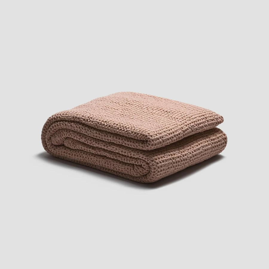 Piglet in Bed French Rose Waffle Weave Cotton Throw Blanket