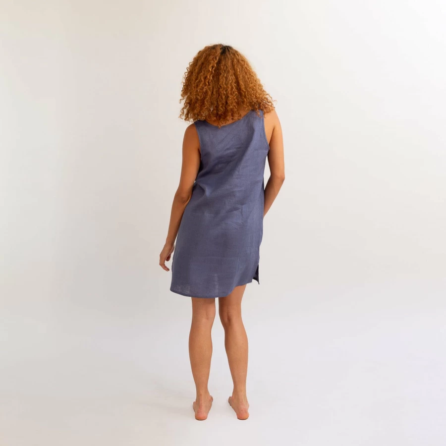 "Piglet in Bed Women's Blueberry Linen Night Dress - Soft Organic Sleepwear"