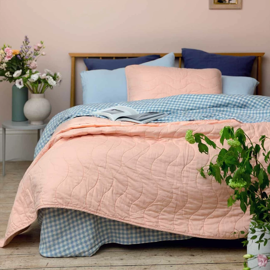 Piglet in Bed Pink Salt Washed Cotton Sham Pair - Organic Relaxed Fit Duvet Cover Set