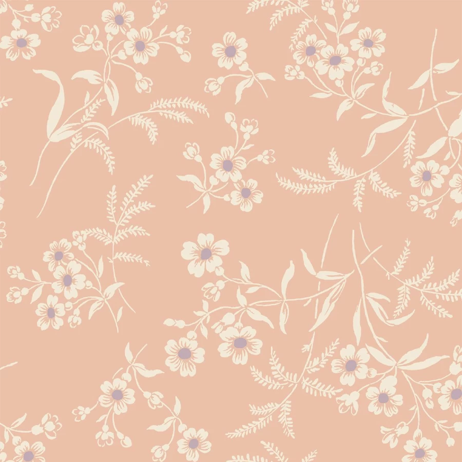 "Piglet in Bed Apricot Camille Floral Wallpaper – Peel and Stick Vintage Design"