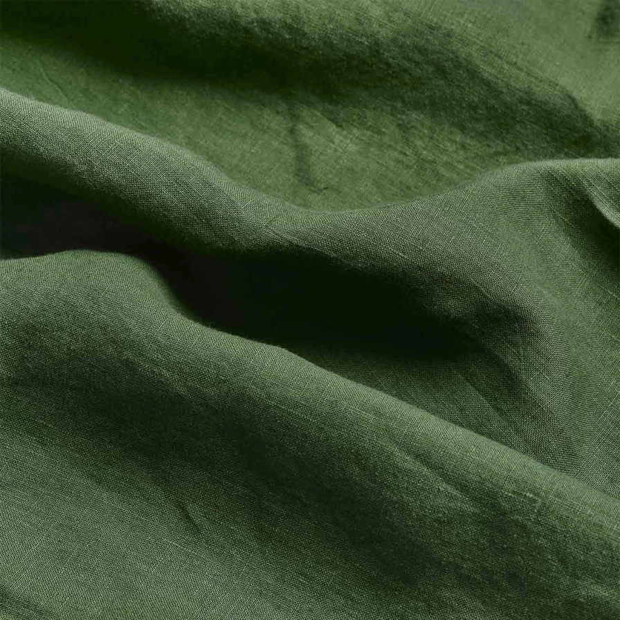 Piglet in Bed Forest Green 100% Linen Fitted Sheet - Queen Size, Eco-Friendly & Breathable