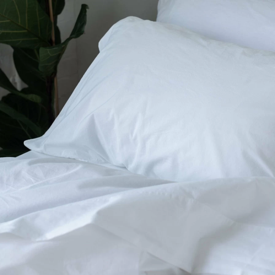 Piglet in Bed White Washed Cotton Percale Flat Sheet – Organic, Breathable & Luxurious Bedding