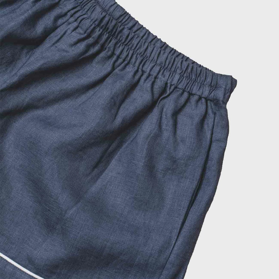 Piglet in Bed Women's Blueberry Linen Pyjama Shorts - Soft & Breathable Sleepwear