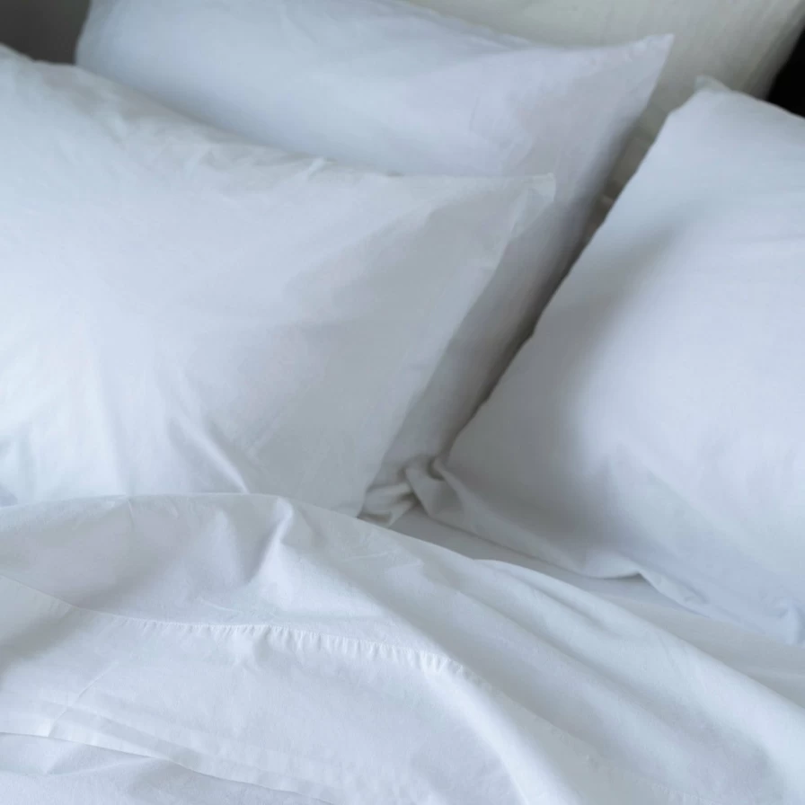 Piglet in Bed White Washed Organic Cotton Percale Pillowcase Pair - Soft & Breathable Bedding