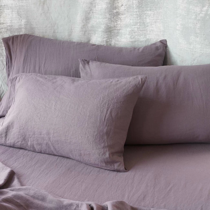 Piglet in Bed 100% Organic Linen Elderberry Pillowcases Set of 2 - Breathable & Hypoallergenic