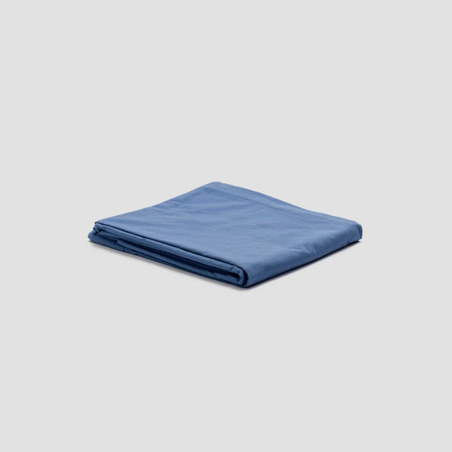 Piglet in Bed Washed Cotton Flat Sheet - Cove Blue Percale Bedding