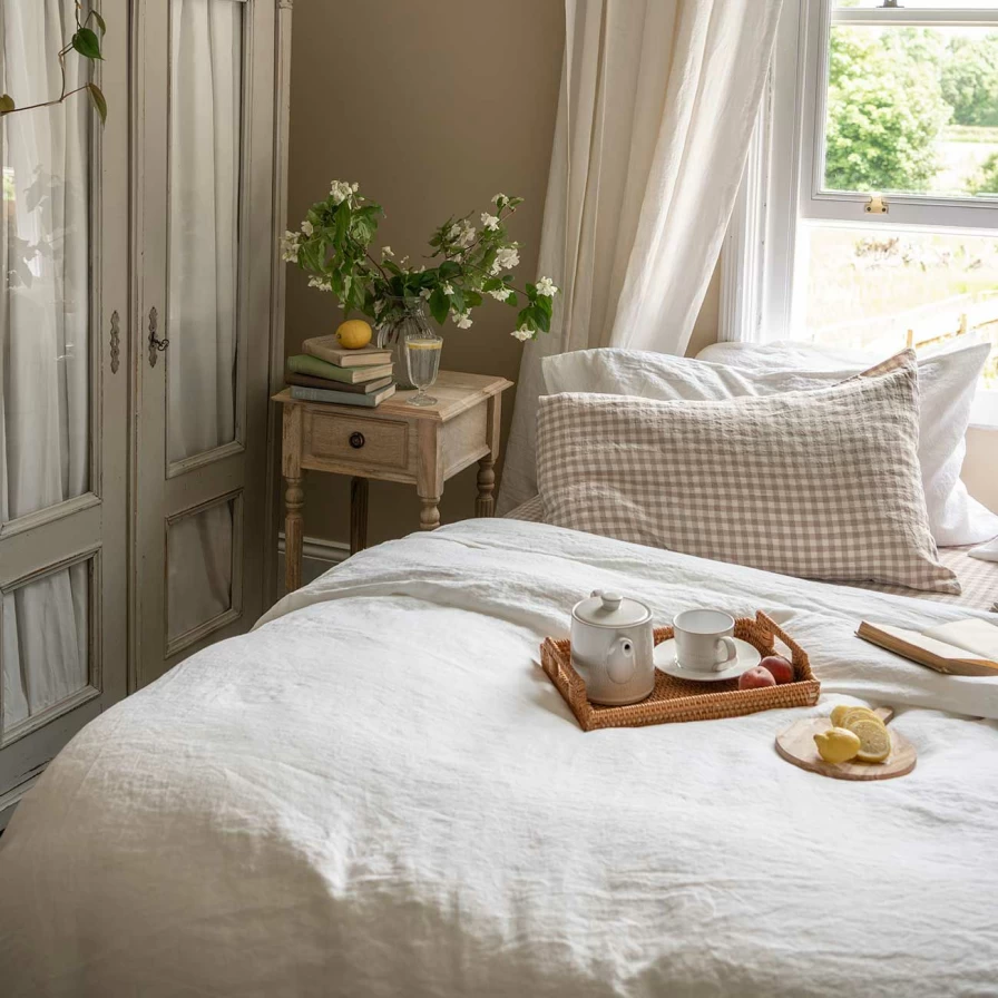 Piglet in Bed 100% Organic White Linen Duvet Cover - Breathable & Luxurious Bedding
