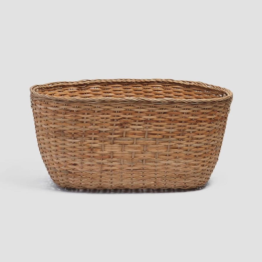 Piglet in Bed Rustic Oatmeal Weave Storage Basket – Handwoven Natural Fiber Organizer for Home Decor