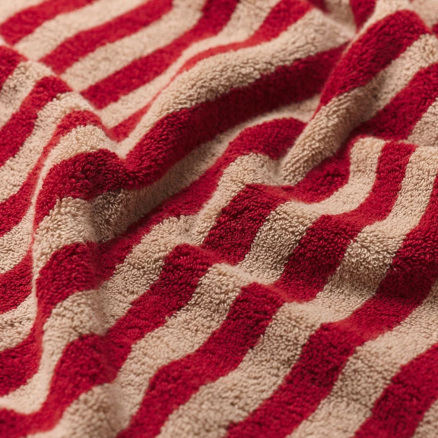 Piglet in Bed Red Sandstone Striped 100% Cotton Bath Towel - Soft & Absorbent