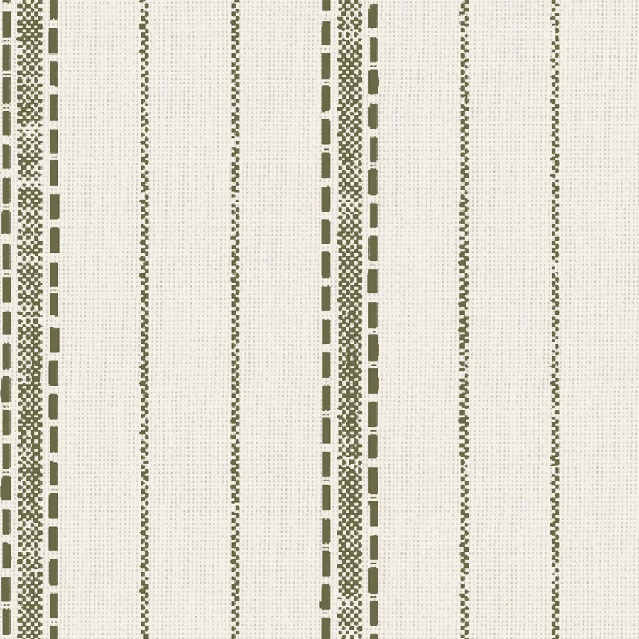 Piglet in Bed Botanical Green Ticking Stripe Wallpaper – Natural Textured Peel and Stick Wallpaper for Home Decor