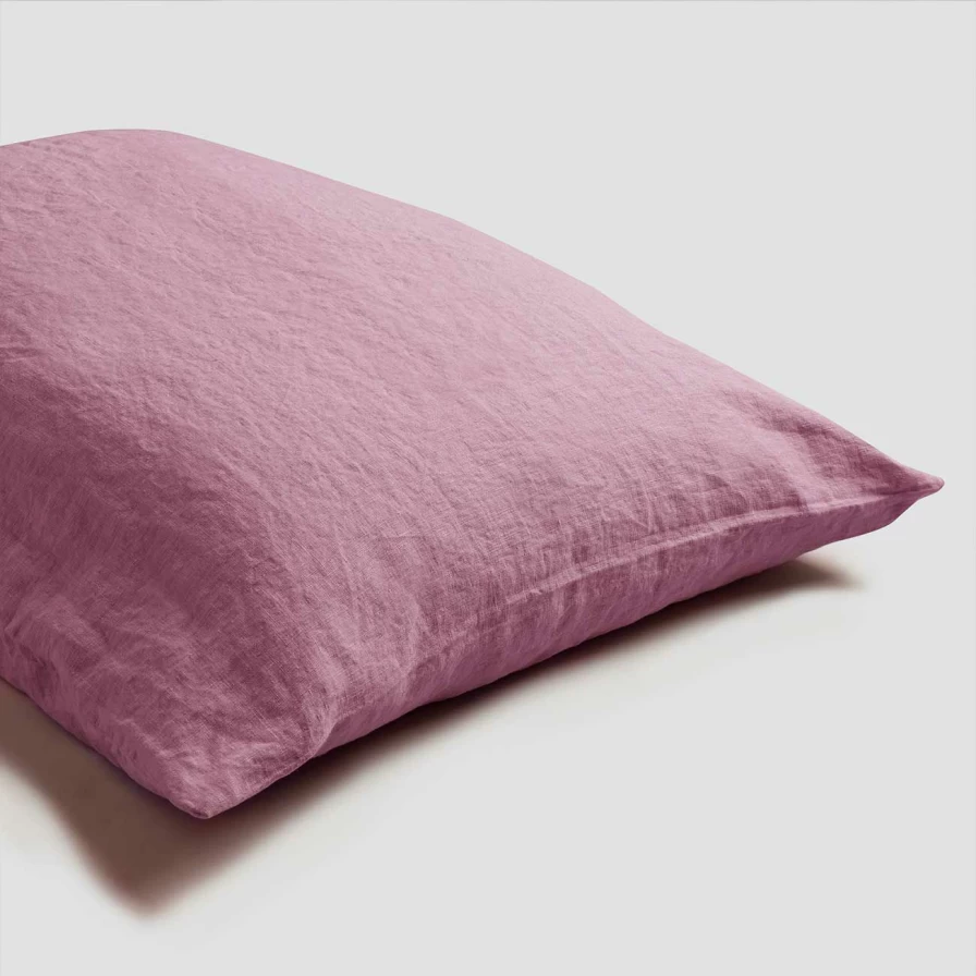 Piglet in Bed Organic Raspberry Linen Pillowcase Set - 2 Pack, Breathable & Washable