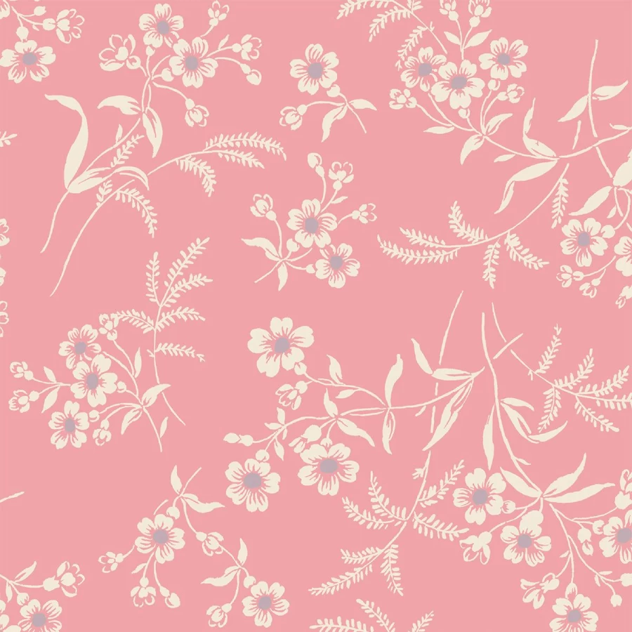 "Piglet in Bed Pink Bloom Camille Floral Wallpaper – Vintage-Inspired Botanical Wall Decor"