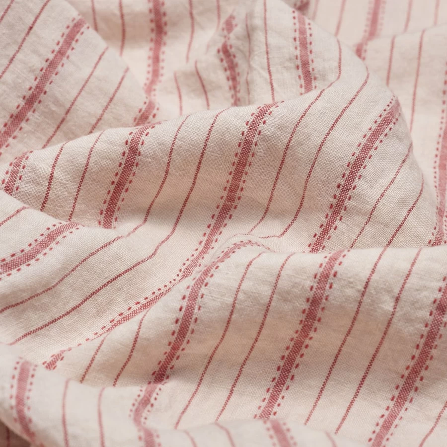 Piglet in Bed 100% Linen Flat Sheet - Mineral Red Ticking Stripe - Breathable & Soft Bedding