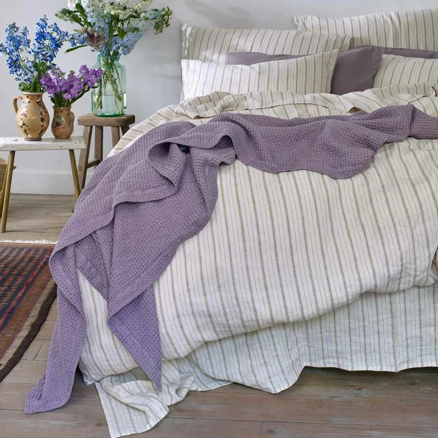 Piglet in Bed Elderberry Waffle Weave Cotton Throw Blanket