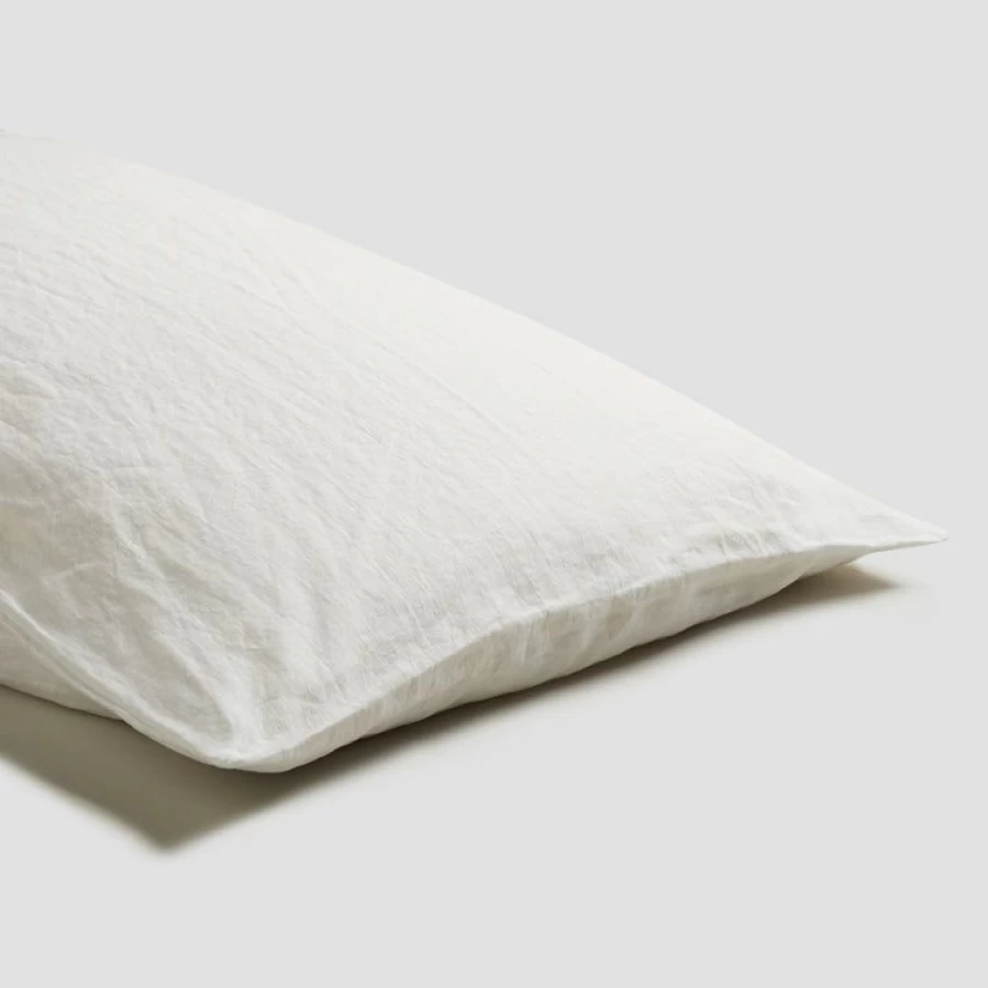 Piglet in Bed White Linen Pillowcases Set of 2 - Organic Cotton Pillow Covers for Bedding