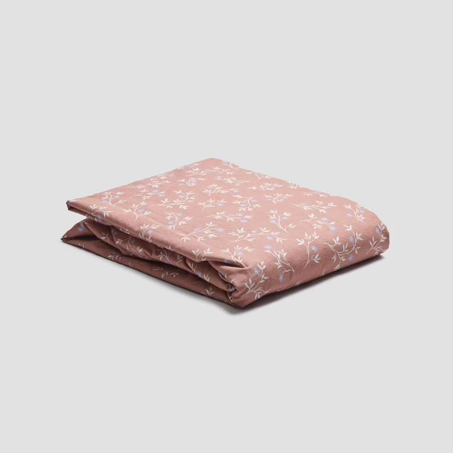 Piglet in Bed 100% Organic Cotton Fitted Sheet with Chestnut Floral Design - Queen/King Size