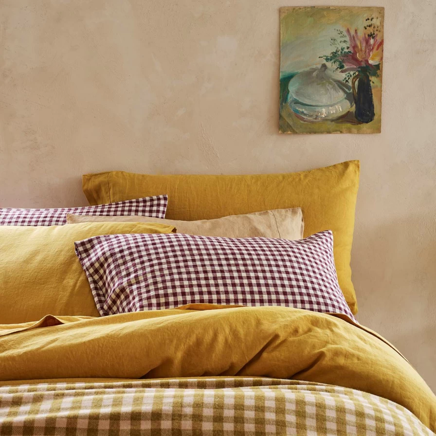 Piglet in Bed 100% Linen Honey Duvet Cover Set - Breathable & Natural Bedding