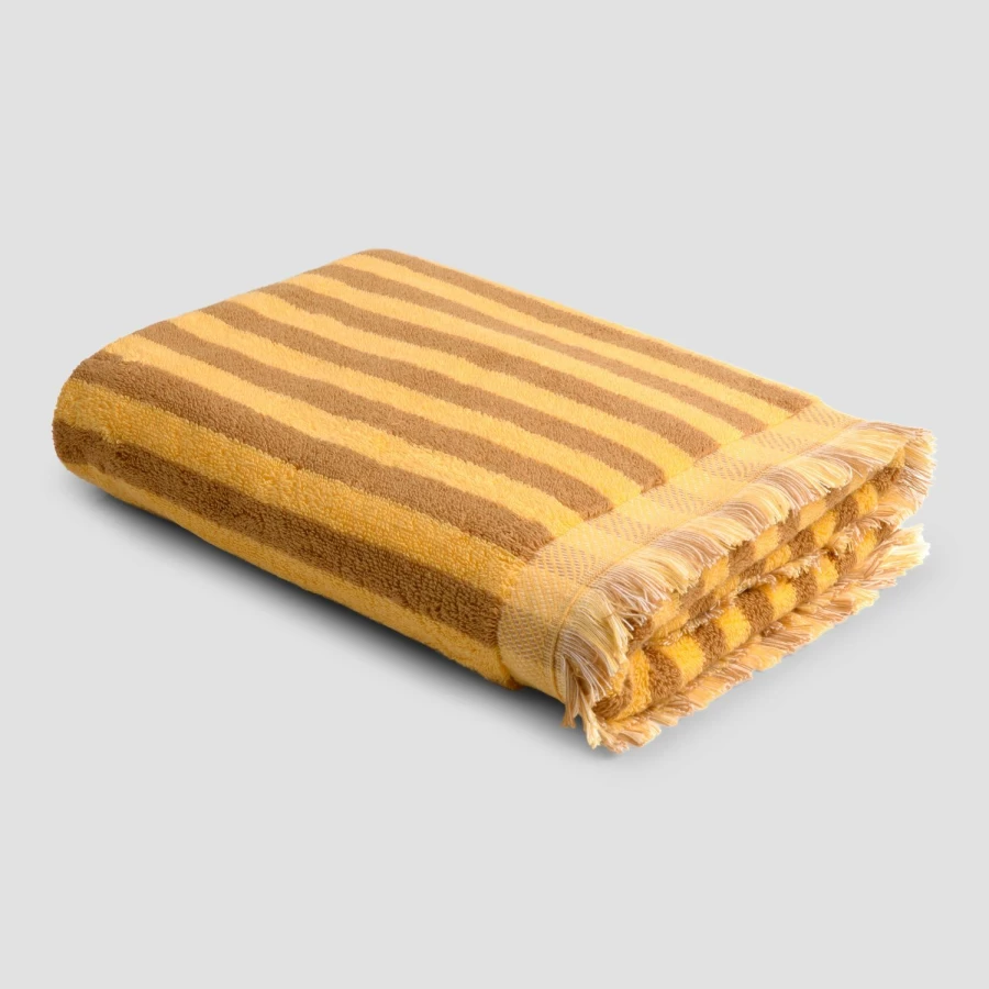 Piglet in Bed Honey Mustard Striped Cotton Bath Towel Set – Soft & Absorbent Stripe Design
