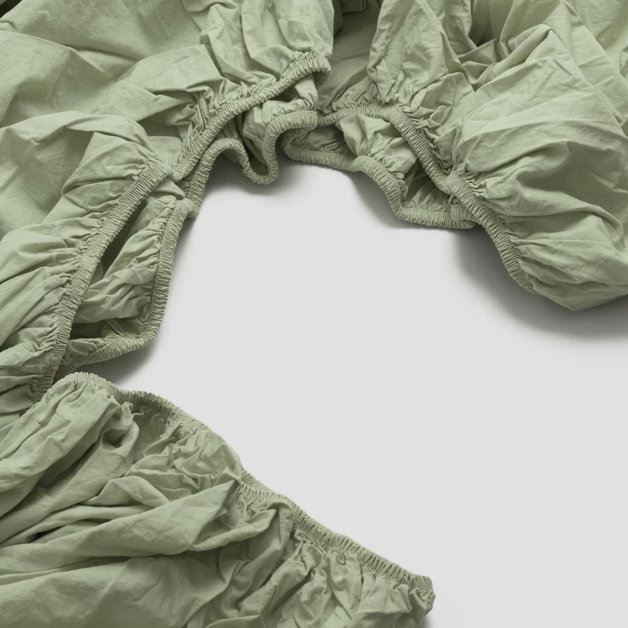 Piglet in Bed 100% Cotton Percale Fitted Sheet – Premium Washed Finish – Apple Green
