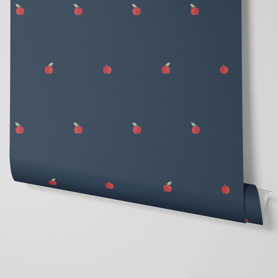 "Piglet in Bed Moonlit Blue Apple Print Wallpaper – Premium Peel & Stick Design"